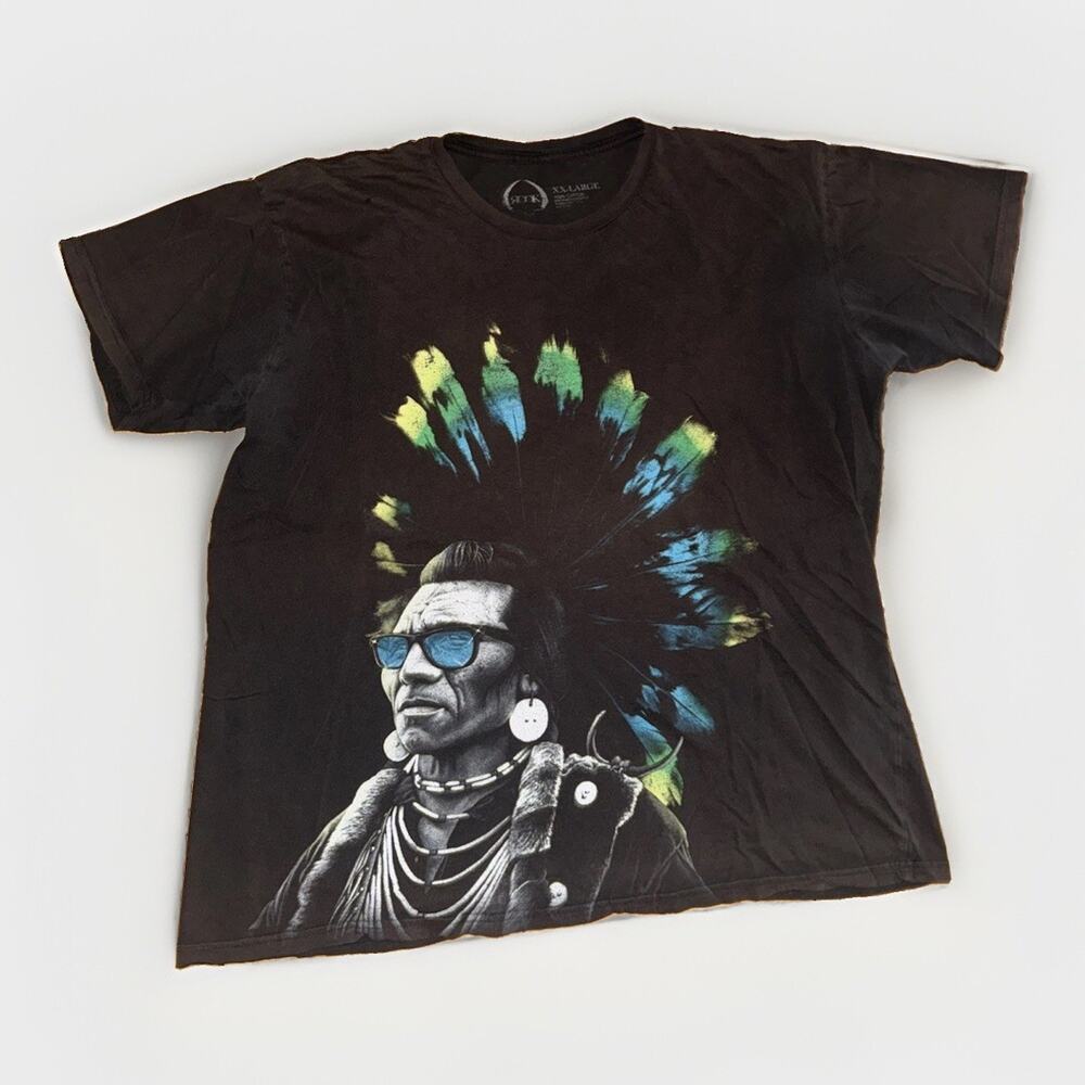 Rook Graphic Tee XXL Black Native Chief Headdress Streetwear Skate Y2K 25x28